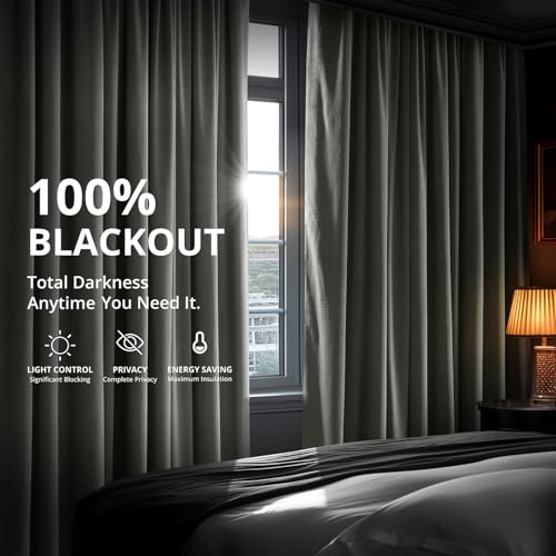 HPD Half Price Drapes Signature Velvet Thermal Blackout Curtains for Living Room 108 Inch Long (1 Panel) Rod Pocket Insulated Blackout Curtains for Bedroom Window Curtains, 50W x 108L, Silver Grey