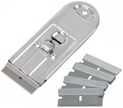 Wideskall Rascador de seguridad retráctil de metal con 5 cuchillas de afeitar de un solo filo de 1.5 pulgadas