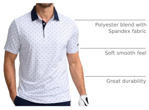 Image of Obla Mens Golf Polo Shirts Short Sleeve Dry Fit Performance Moisture Wicking Casual Print Collared Golf Shirts for Men