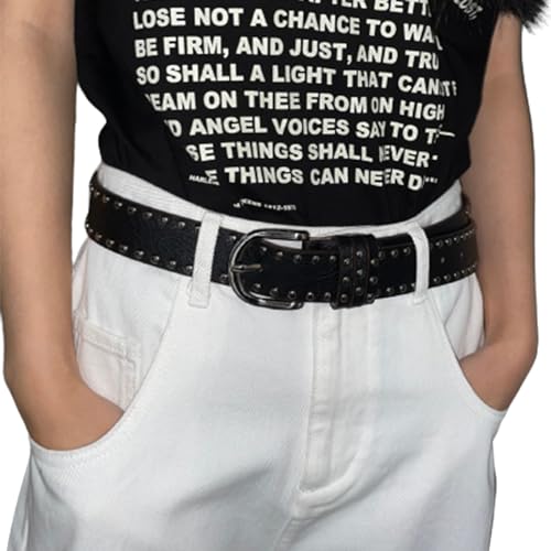 Waist Belt with Studs for Cowgirl With Metal Buckle Vintage Belt Hot Girl WaistChain Studded Oversize Belt.black
