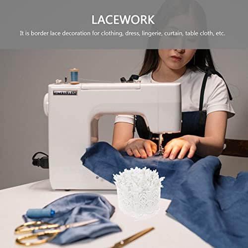 Milisten 4.5m Floral Lace Ribbon Trimming Embroidered Edge Trim Ribbon Cream Lace Fabric Ribbon for Sewing Wedding Clothing Craft Supply (7.3cm)