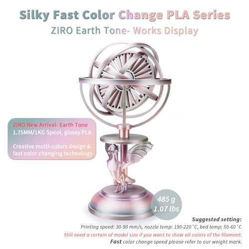 Image of ZIRO 3D Printer Filament PLA, Fast Color Change Silk, 1KG Earth Tone