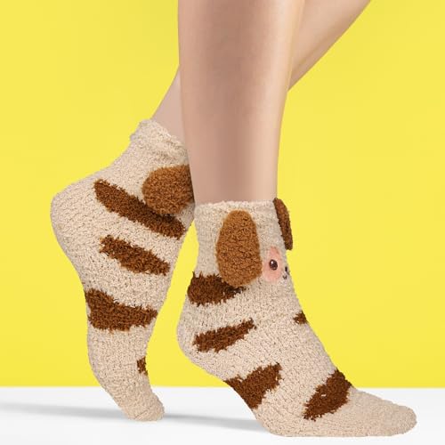 Image of Benefeet Sox Funny Animal Fuzzy Socks for Women Girls - Cute Fluffy Slippers, Cozy Warm Winter Plush Sleeping Socks