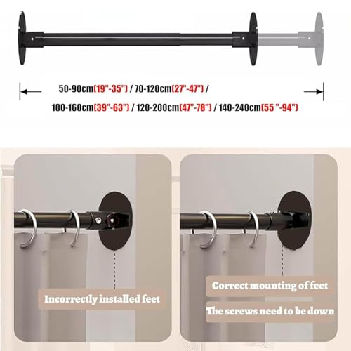 Tringle à rideaux réglable 90-160cm avec support à bride pivotant - 3