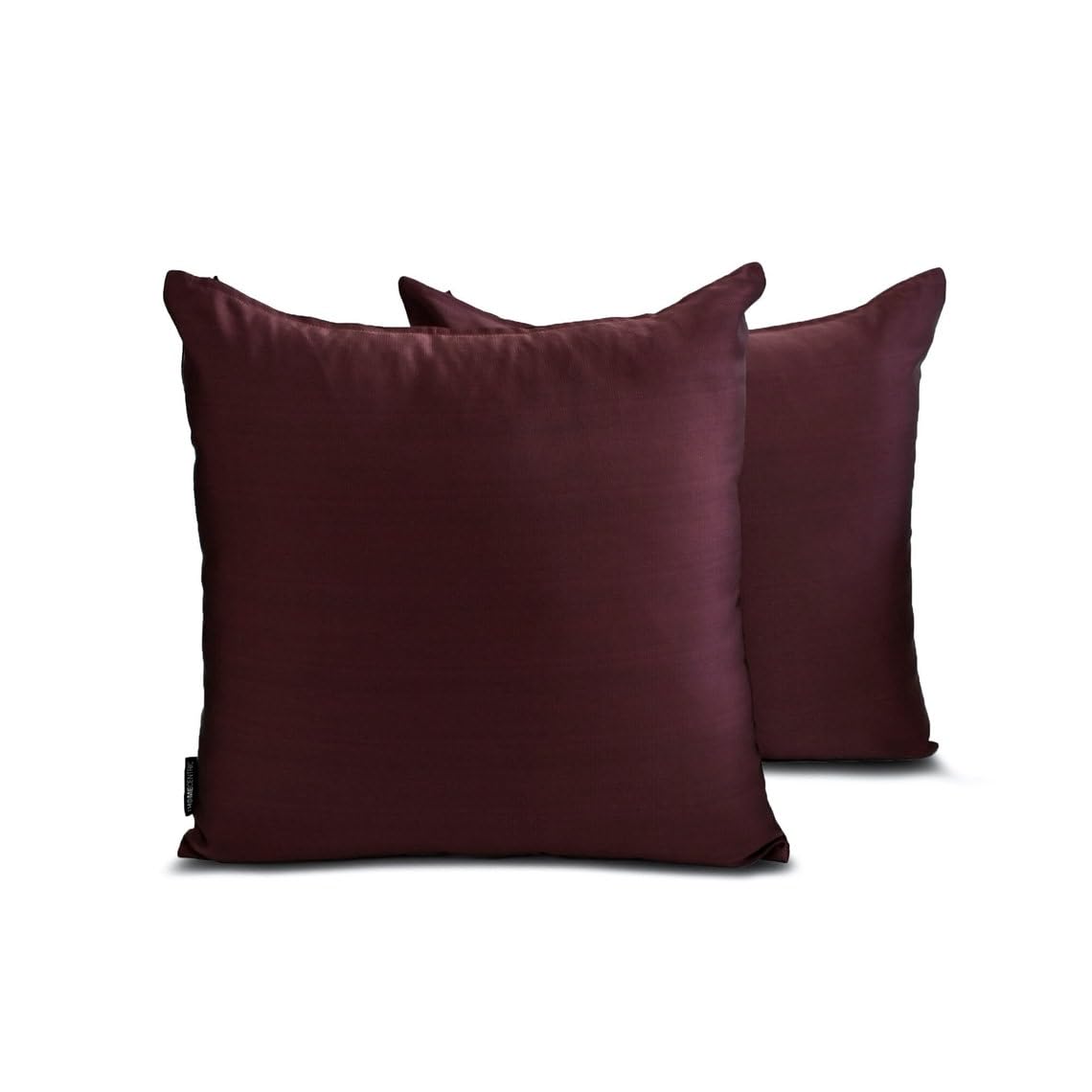 The HomeCentric Decorative Cushion Covers Wine & Purple Pack of 2, 65x65 cm (26"x26") Satin Solid Toss Cushion Cover For couch, Solid Modern Style - Wine Slub Satin