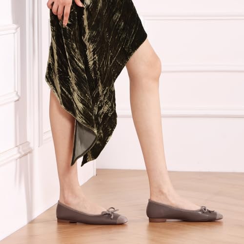 Image of C.Paravano Ballet Flats | Square Toe Shoes | Bow Slip Ons | Ballet Shoes for Women | Dressy Flats for Women