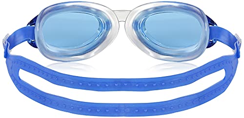 Image of I-SWIM LADIES COSTUME IS-103 NAVY /WHITE DOTS SIZE 2XL WITH GOGGLES SILICON JOINTLESS WITH BOX BLUE