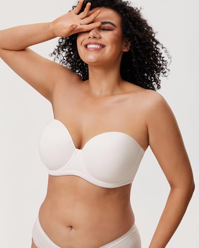 Image of DELIMIRA Women's Lightly Padded Plus Size Strapless Bras | Full Coverage, Underwire, for Large Breasts, Multiway Bra