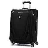 Travelpro Crew 11-Softside Expandable Luggage with Spinner Wheels, Black, Checked-Medium 25-Inch
