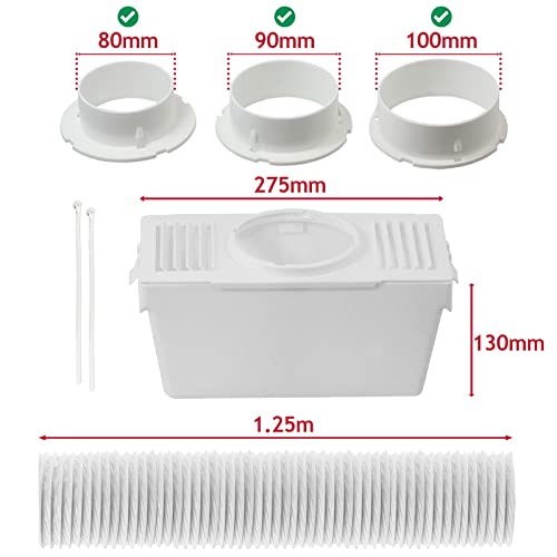 SPARES2GO Kondensatorbox & Entlüftungsschlauch-Set für Bush Wäschetrockner (1,25 m)