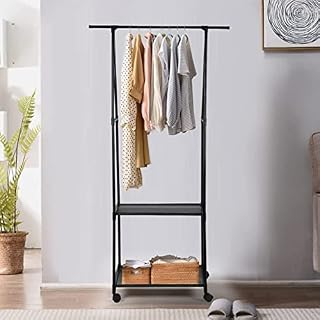 Unibos | Clothes Rail | Heavy Duty Metal Garment Rack | Garment Rail with Shelves | Coat Stand & Hanging Rail | Coat Rack | Organiser for Homes Office Hallway etc | Space-saving | Fabulous Design
