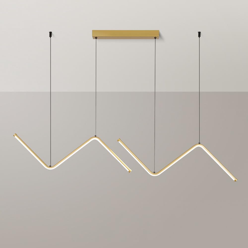 Suspension linéaire géométrique LED en métal mince et silicone blanc pour salle à manger