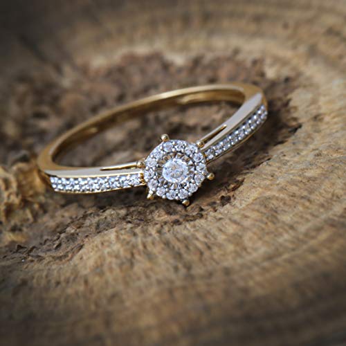 DZON Sterling Silver 1/8 CT TDW Diamond Promise Ring for Women(I-J, I2)3