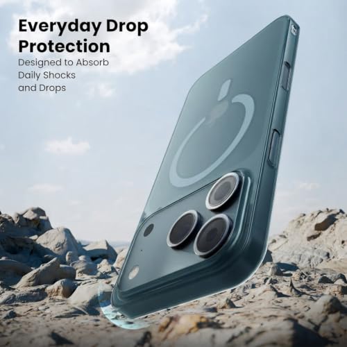Image of DIZORO Matte Case for iPhone 17 Pro Compatible with MagSafe, Camera Lens Full Protection, Shockproof Translucent Frosted TPU Soft Phone Cover, Anti-Fingerprint (Navy)