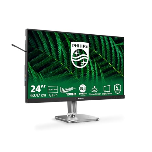 Image of Philips 24B2G5200-24 inch Full HD Monitor, Height Adjustable, Speakers, Adaptive Sync (1920x1080, 75 Hz, 1x D-Sub, 1x HDMI 1.4, 1x DisplayPort 1.2, USB Hub) Dark /Gray