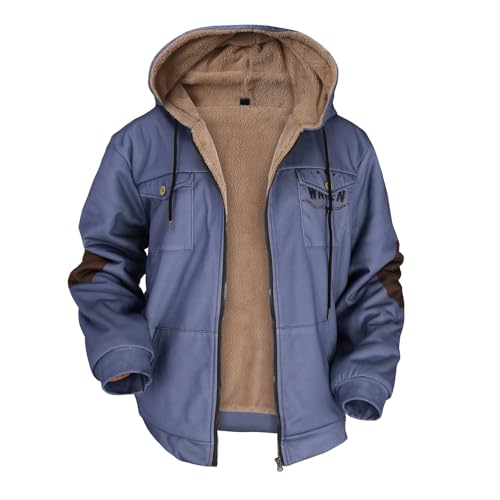 Laquieio Chaqueta de Hombre Regular Fit Casual Cazadora Jacket Forro de lana con Dos Bolsillos Laterales CalienteChaqueta de Carga Casual DeportivaChubasquero Oversize Hombre