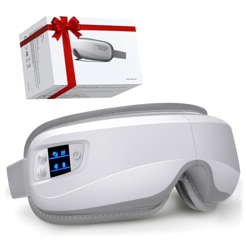 Eye Massager with Heat & Bluetooth Music, Christmas Birthday Gifts for Dad Mom Men Women, Heated Eye Mask for Migraines Relief, Reduce Strain, Headache Relief and Improve Sleep, Eye Care Device