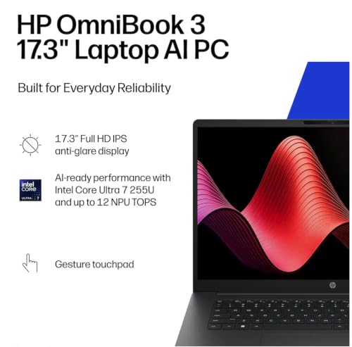 Image of HP OmniBook 3 Copilot + Laptop 17.3 inch 60Hz IPS FHD Display (16GB DDR5)