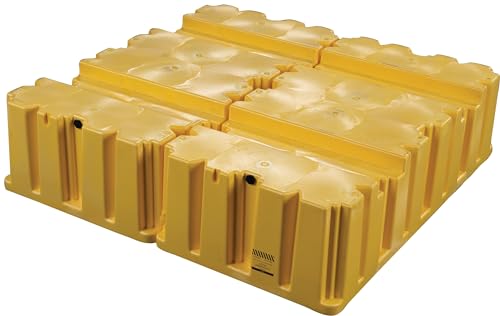 Image of Eagle High Capacity 4 Drum Spill Containment Pallet with Drain and Forklift Pockets, 52.5 inchx51 inchx13.75 inch, 132 Gallon Sump, 8,000 lbs. Load Capacity Secondary Containment Pallet, Made in USA, Yellow, 1640