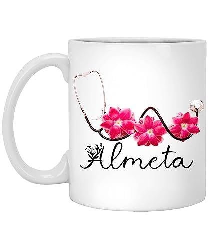 Custom Name Nurse Mug Personalized Nurse Almeta Graduation Gift Custom Mug Doctor, Customize Doctor Gift, Gift for Rn, Dr Name Coffee Cup, Custom Nurse Rn Gift 11oz White Mug 11oz 902032