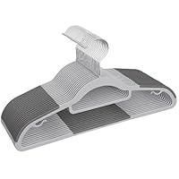 1ABOVE 25PK Plastic Clothes Hangers | non-slip |Space-Saving | 360° Hook | White & Grey | Sze: 42L x21Hcm