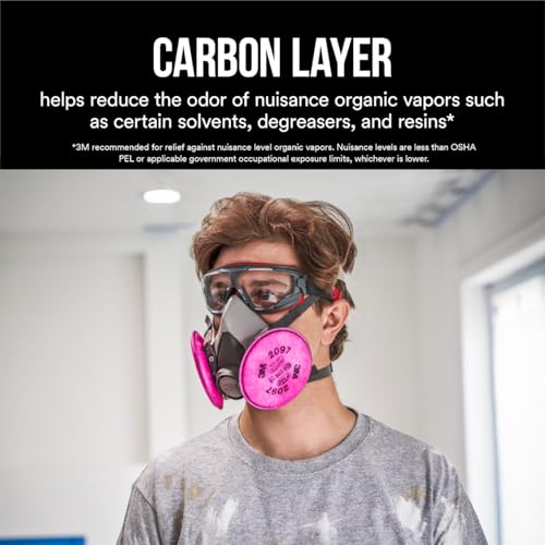 3M P100 Performance Mold & Lead Paint Removal Respirator, Medium Size, NIOSH-APPROVED P100 Rated Filter, Carbon Layer Helps Reduce Odor Nuisance, Lightweight, Adjustable Head Straps (6297P1-DC)