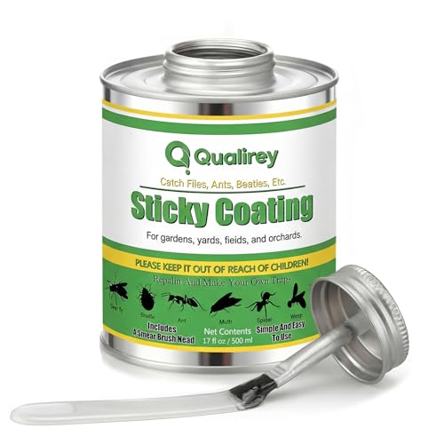 Qualirey 1 Pack Sticky Coating Insect Trap with Brush Insect Barrier Outdoor DIY Adhesive Traps Coating Lanternfly Deerflies for Gardens Orchards and Around The Home to Protect Trees Plants (17 oz)
