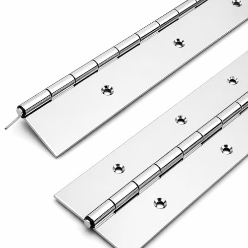 Heavy Duty Piano Hinge 36 Inch x 3 Inch Width Stainless Steel Piano Hinge 2 Pack 0.060 Thick Continuous Hinge for Heavy Duty Cabinet Furniture Metal Plate Door Toolbox Wooden Box Industrial Project