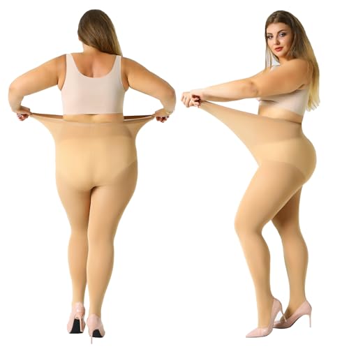 Image of MANZI Plus Size Tights for Women Queen Size Nylons Stockings Pantyhose