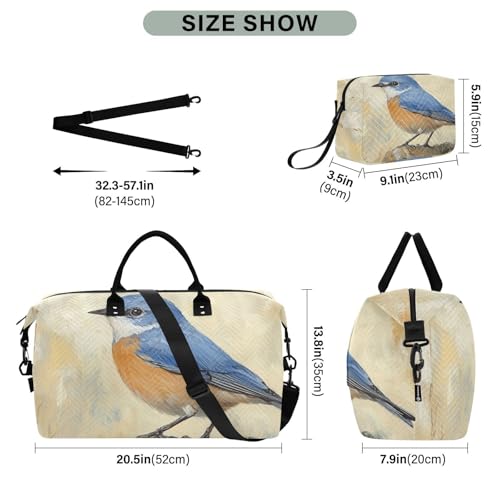 Bird Rock Vintage Duffle Bag for Travel, Gym Bag with Multiple Interior Pockets for Men Women Overnight Purse Included 20.5 x 1.9 x 13.8 In3