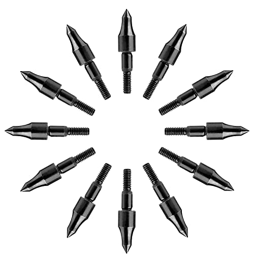 Jiakai 12 Piece Black Screw-In Archery Bullet Points Arrow For Field Target Practice Shooting,100 Grain Each #TOP4