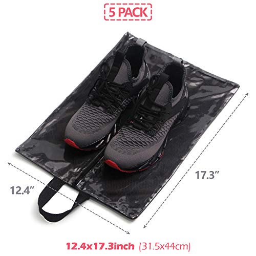 Set of 5 Transparent Large Travel Packing Organizer Clear Shoe Bags for Men and Women, Storage Cubes Pouch for Accessories Suitcase Luggage2