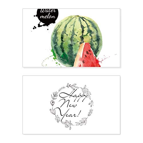 Tarjeta conmemorativa de Año Nuevo con diseño de sandía en acuarela