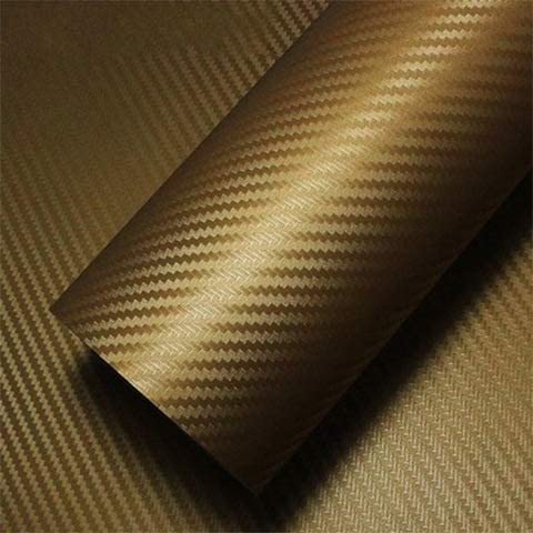 WISDOM 12" x 60" Golden 3D Carbon Fiber Film Twill Weave Vinyl Sheet Roll Wrap Decals