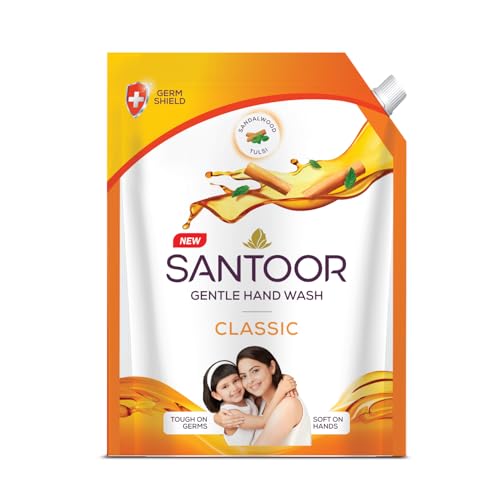 Santoor Classic Gentle Hand Wash with Natural goodness of Sandalwood & Tulsi, 1300ml
