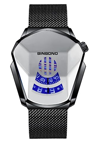 Montre en acier inoxydable argenté binaire FANMIS avec écran Z Black brillant