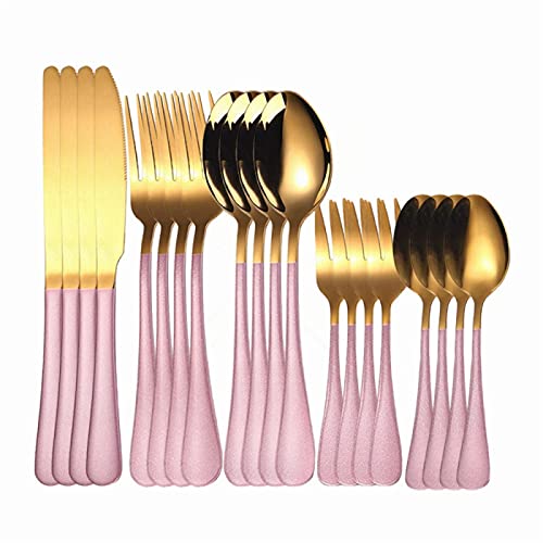Ensemble de couverts dorés 20 pièces en acier inoxydable pour la table