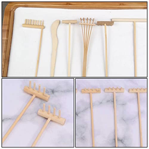 EXCEART Tabletop 12Pcs Mini Ancinho de Jardim Zen Rocha Sandbox Jardim Ferramentas Kits de Mesa Japo