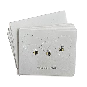 Fuzzy Buzzy Bee Thank You Cards – 24 Bee Thank You Cards with Envelopes – Blank Bee Note Cards for Birthday Party, Baby Shower, Summer BBQ