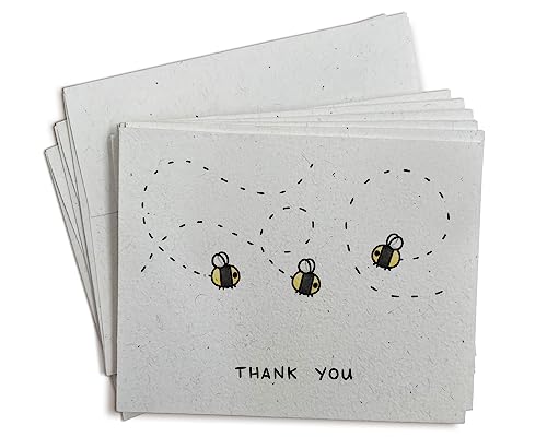 Fuzzy Buzzy Bee Thank You Cards – 24 Bee Thank You Cards with Envelopes – Blank Bee Note Cards for Birthday Party, Baby Shower, Summer BBQ