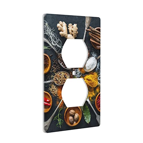 Farmhouse Decorative Outlet Covers Wall Plate 1 Gang Duplex Receptacle Cover Plate Electrical Faceplate For Bathroom Kitchen 4.50 X 2.76 Inch, Herbs And Spices #TOP1