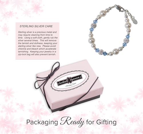 Cherished Moments Sterling Silver Bracelet for Girls with High-End Simulated Pearls and Blue Crystals, Gift for Birthday or Granddaughter4