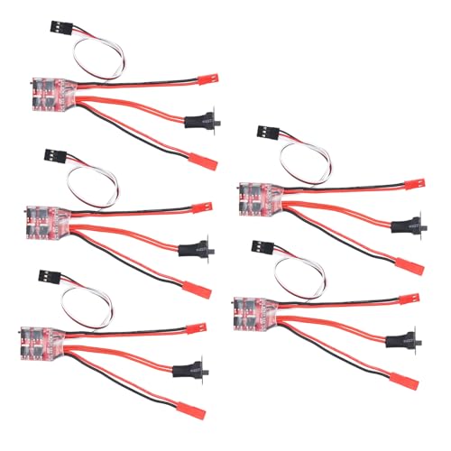RC 30A Brushed ESC with Enhanced Power and Simple Connection, 5PCS Way JST Interface Speed Controller for 1/18 RC Cars and Boats
