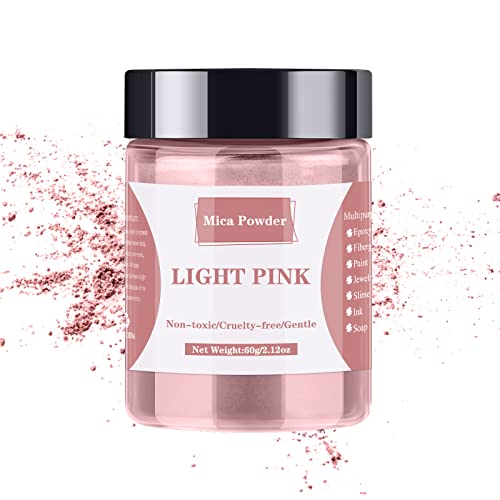 Mica Powder - 60g Mica Powder for Epoxy Resin - Pearl Pigment Powder Dye for Resin/Eye Shadow/Soap Making/Nails/Bath Bombs etc. (Light Pink)