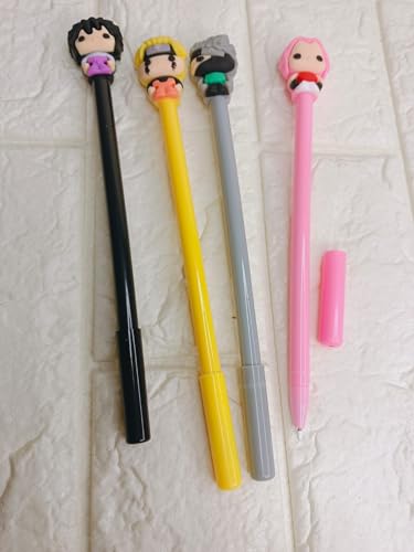 Image of Gifts- Anime Naruto Gel Pen Set with Comfortable Grip For Smooth Writing | Kids Adults Student Office Supplies Set of 4 Black Ink