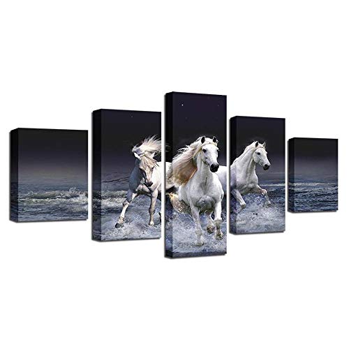 Image sur verre style cheval blanc art mural premium 5 pièces