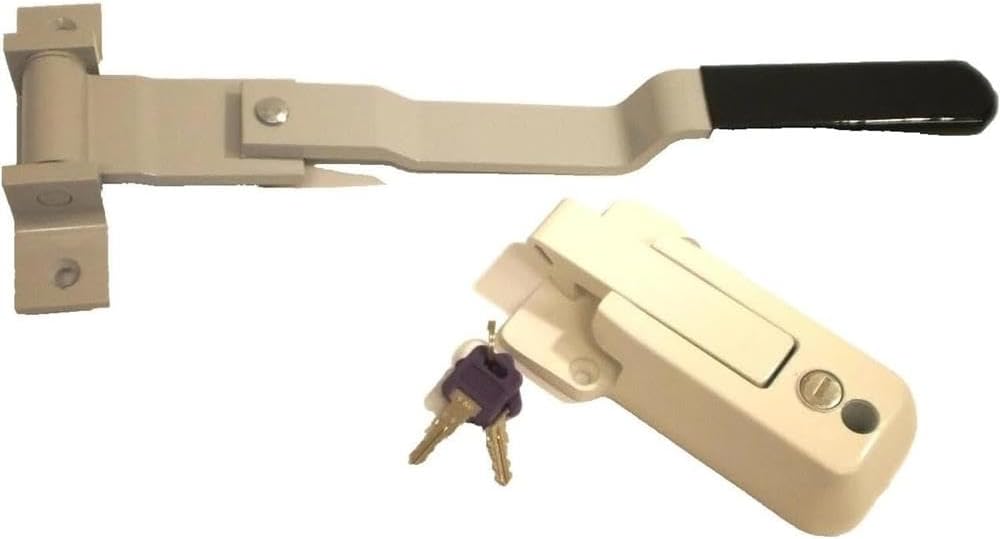 SB-65008-3000-WHT Silver Grey Swivel Cam Bar Trailer Latch Handle Door Cambar Cargo W/White Lock