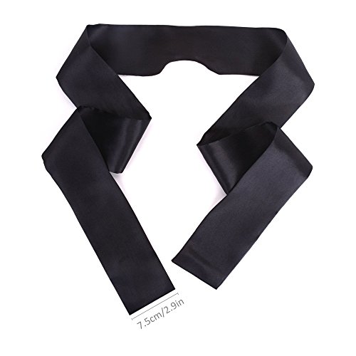 Jisen Silky Satin Eye Mask Cover Band Sleeping Blindfold With Nasal Type Black #TOP2