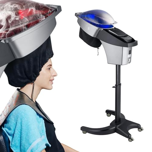 Vaporizador de cabello de pie for acondicionamiento profundo, vaporizador profesional y procesador de color for salones y spas, tratamiento capilar con vaporizador de microniebla calentado for cabello