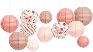 NICROLANDEE Dekoracje weselne 12 szt. brokatowych papierowych lampionów w kolorze różowego złota do romantycznej dekoracji imprezowej, najlepsze artykuły ślubne